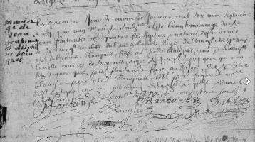 Mariage de Jean Fontugne et Delphine Blanquet 1675.jpg